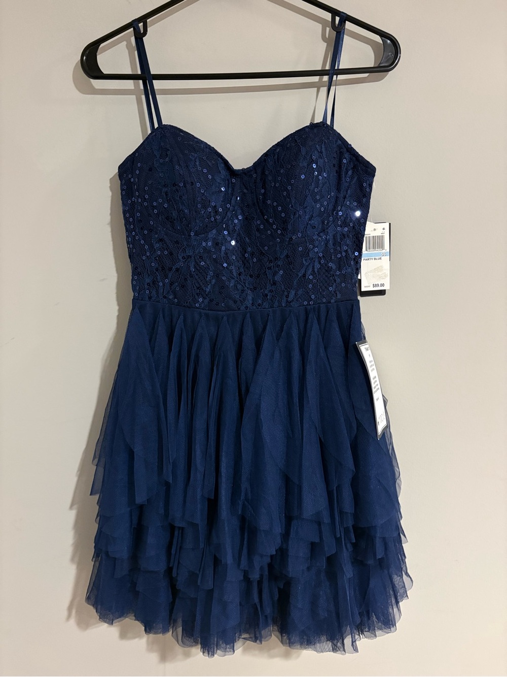 City Studio Navy Blue Sequin Tulle Party Dress Size 5/6 NWT $89